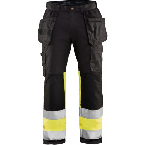 Highvis riipputaskuhousut stretch